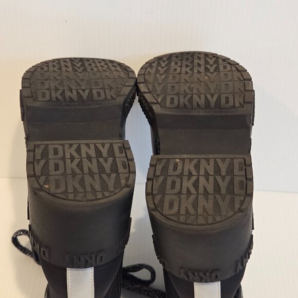 DKNY Girls Haley Block Heel Combat Military Black Boots Size 3 Chunky Heel - Picture 12 of 13